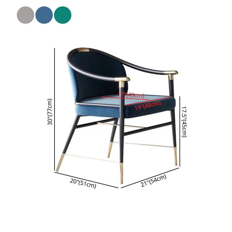 Nordic Style Velvet Dining Chair Metal Dining Arm Chairs for Restaurant Use