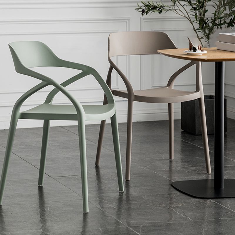Contemporary Style Plastic Dining Chairs Dining Open Back Arm Side Chair for Kitchen