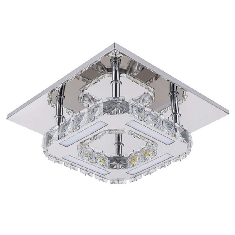 Crystal Square Flush Mount Lights Contemporary Style 1 Light Flush Ceiling Lights