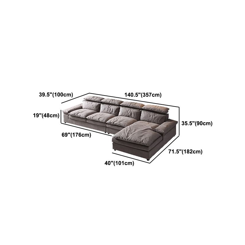 Armless Sofa Bed with Pillow Back Leather Sofa with Grey Solid Wood Frame