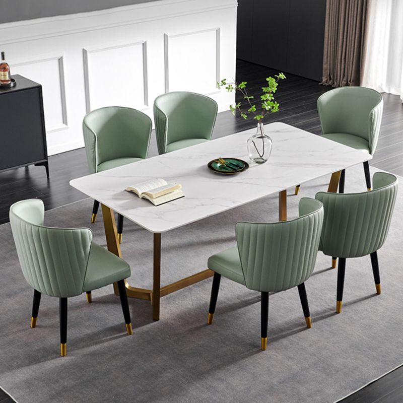 Glam Style Armless Side Chairs Wooden Chair with Wood Legs for Kitchen