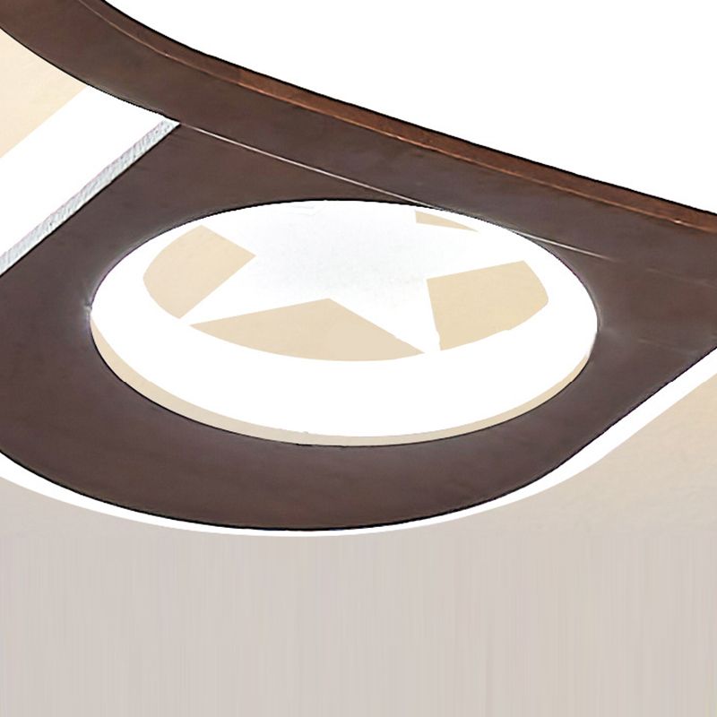 Plafonnier LED Cartoon en bois encastré plat pour chambre d'enfants