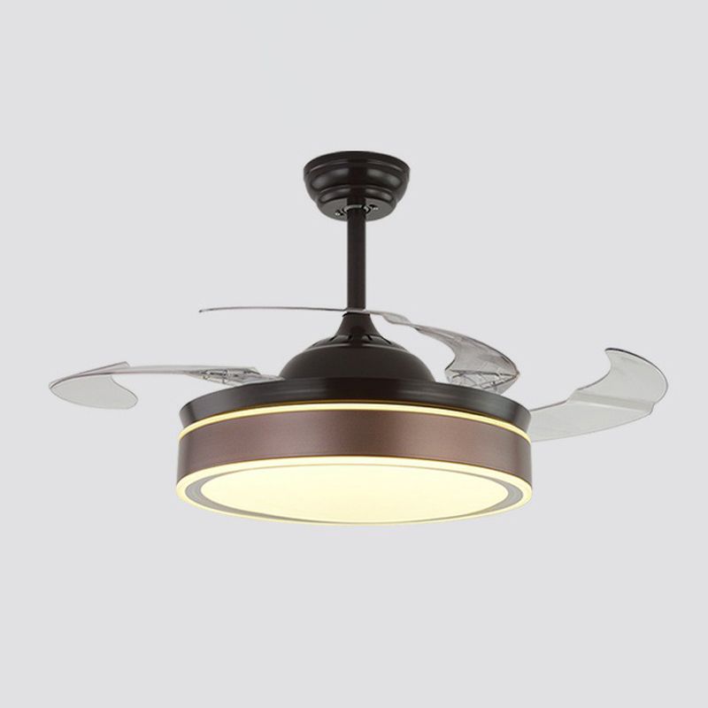 Acrylrunde 4 Klingen Anhänger Lüfterleuchte moderne LED -Semi -Flush für Schlafzimmer, 20 "breit