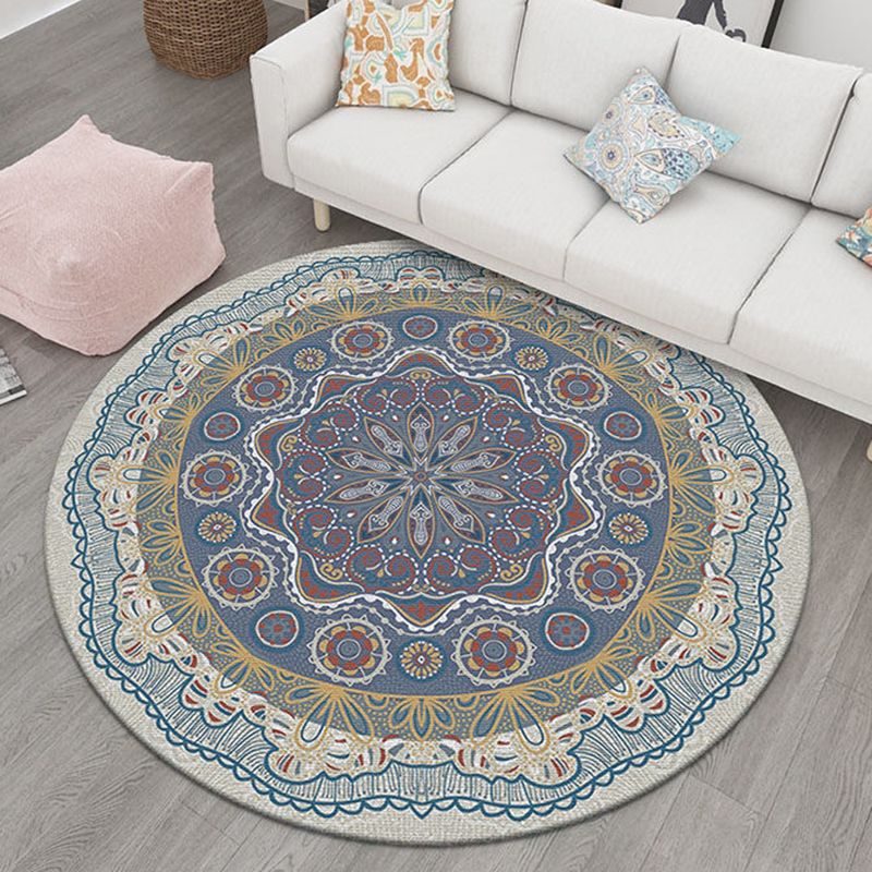 Blue Living Area Tapis Bohemian Americana Match Rug Polyester Tache résistant à la zone de taches