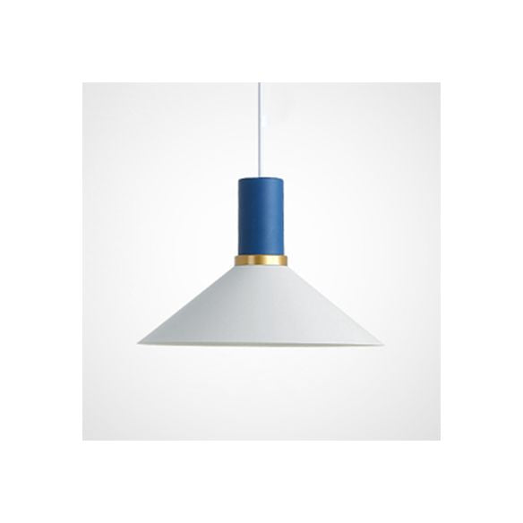 Bowl/Cone/Funnel Metal Hanging Ceiling Light Minimalist 1 Light Blue/Pink/Yellow Pendant Lamp