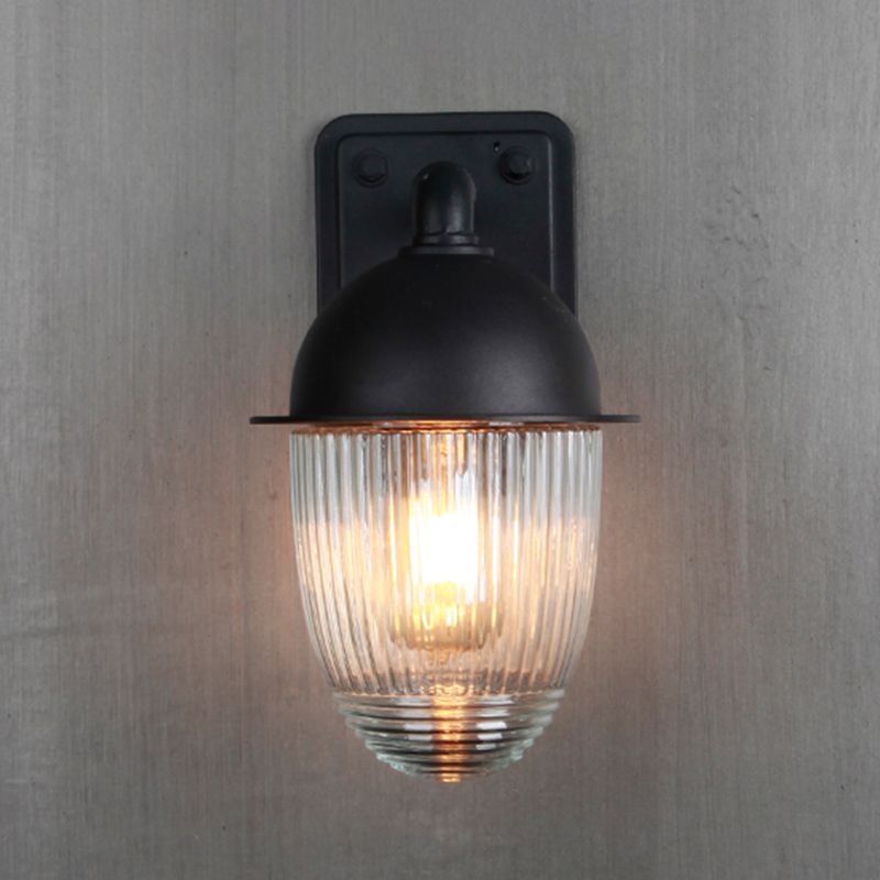1 Light Geometric Wall Mounted Light Fixture Industrial Style Metal Wall Sconce Lights in Black