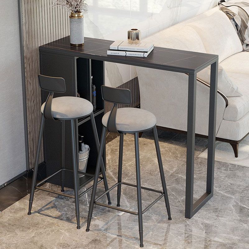 Industrial Style Bar Table Set 1/2/3 Pieces Stone Rectangle Fixed Bistro Set