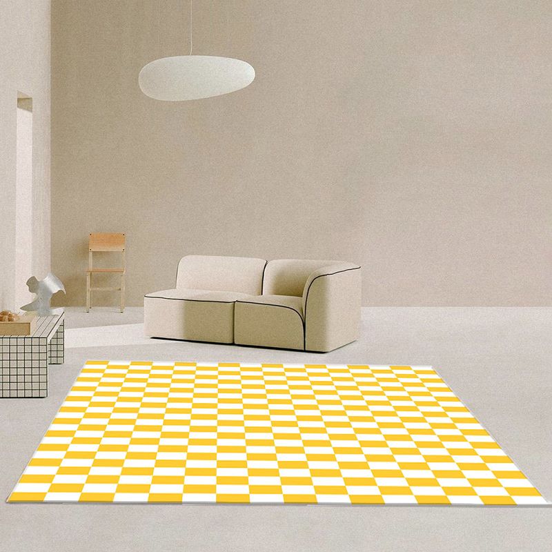 Minimalist Plaid Printed Rug Polyester Area Carpet Non-Slip Backing Indoor Rug for Home Decoration