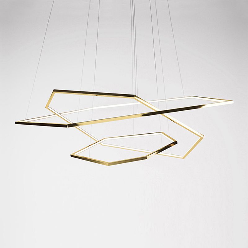 Contemporary Tiered LED Hanging Ceiling Lights Gold Metal Pendant Chandelier for Living Room