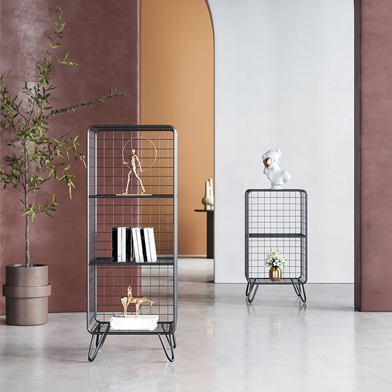 11.81" W Glam Antique Finish Shelf Bookcase Metal Book Shelf with Rectangular Shelves