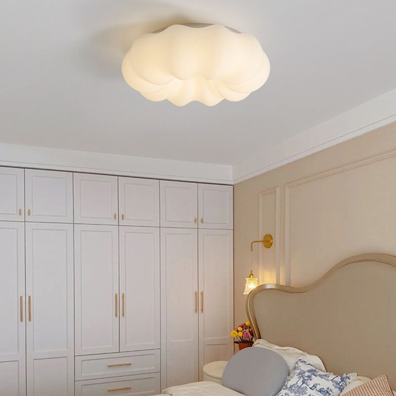 Single White Modernism Flush Mount Lighting Unique Acrylic Ceiling Light