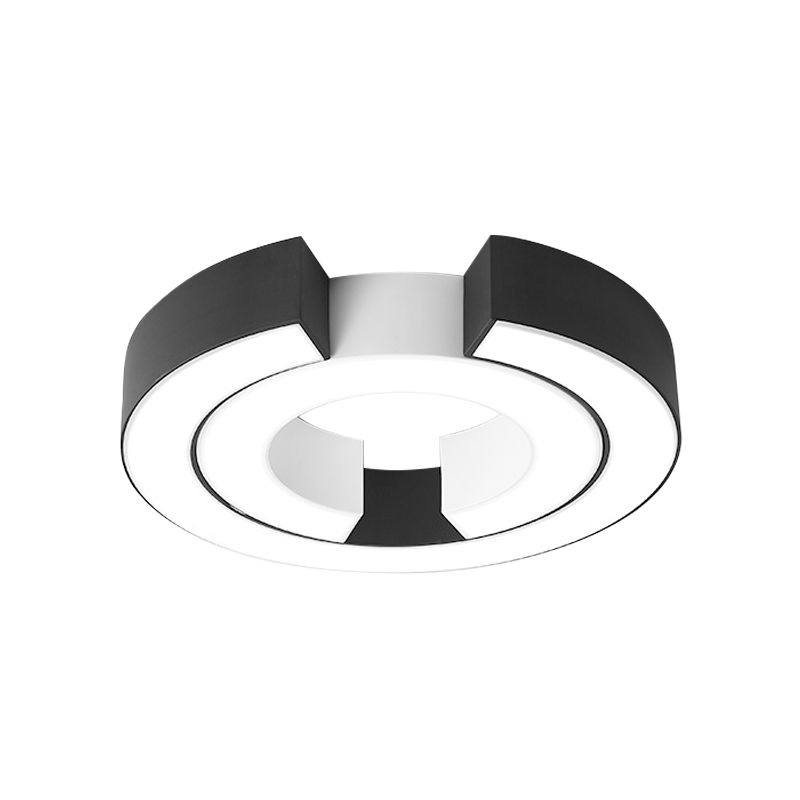 Black Double C Shaped Ceiling Mount Light Fixture Simple Metal LED Flush Mount Lamp for Office in Warm/White, 19.5"/23.5" Wide