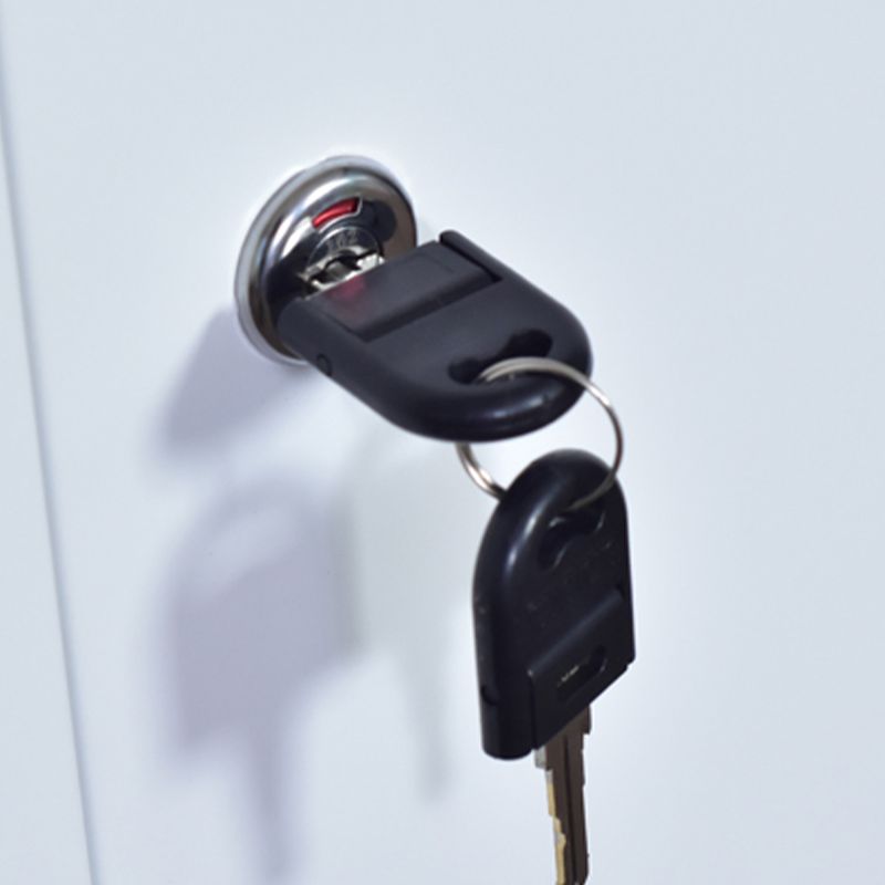 Contemporary Non-Hanging Armoire with Hinged Doors White and Brown Metal Storage Cabinet