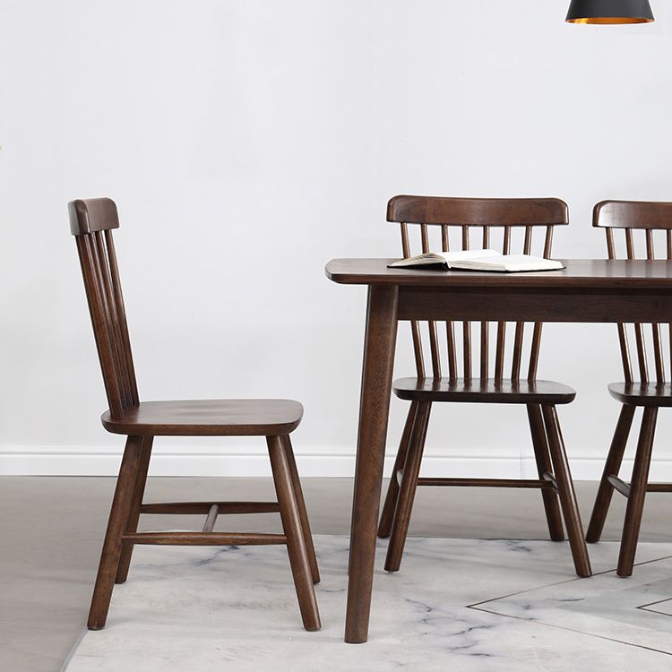 Brown Solid Wood Dining Table Modern Rectangular Furniture with 4 Legs for Office