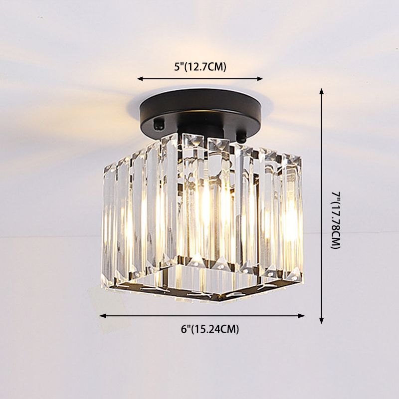 Crystal Geometric Ceiling Mounted Fixture Contemporary Close To Ceiling Lighting Fixture