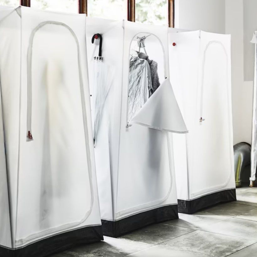 Modern Freestanding Wardrobe Armoire Metal Wardrobe with Clothes Rail