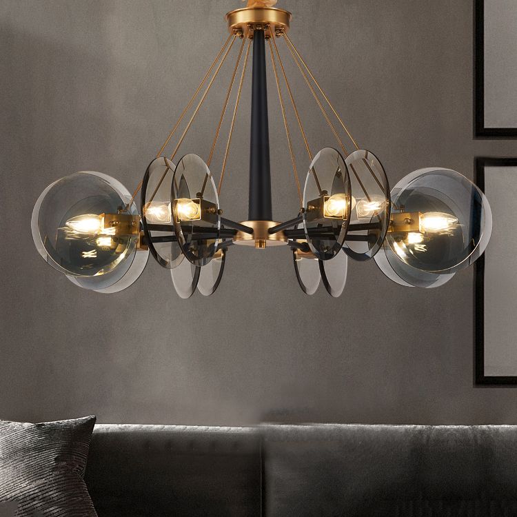 Contemporary Ceiling Hung Fixture Circle Glass Down Lighting Pendant for Living Room