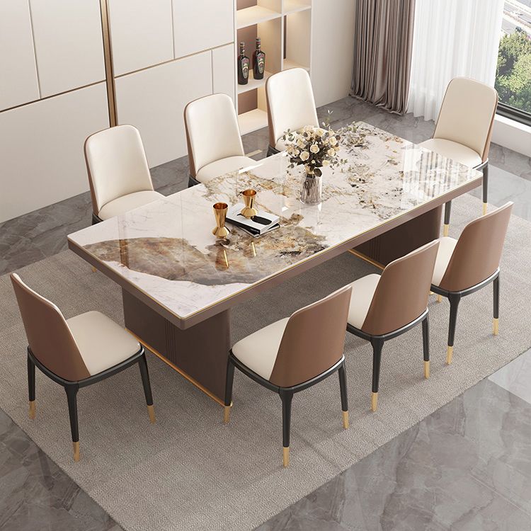 Mesa de comedor de estilo de lujo tradicional con pedestal doble
