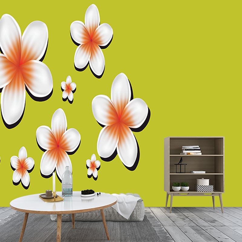 Flower Illustration Wall Mural for Sitting Room, Custom Size Available