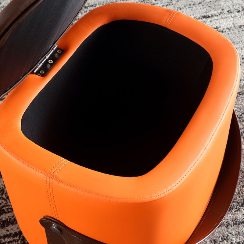 Glam Ottoman Faux Leather Stain Resistant Upholstered Square Ottoman with Legs