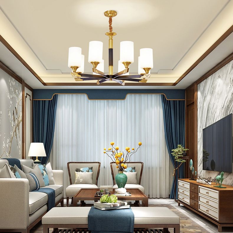 Modern Minimalism Style Cylindrical Hanging Chandelier Copper Ceiling Chandelier