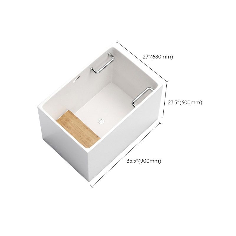 Modern Rectangle White Acrylic Bathtub Back to Wall with Drain Bath Tub and Overflow Hole