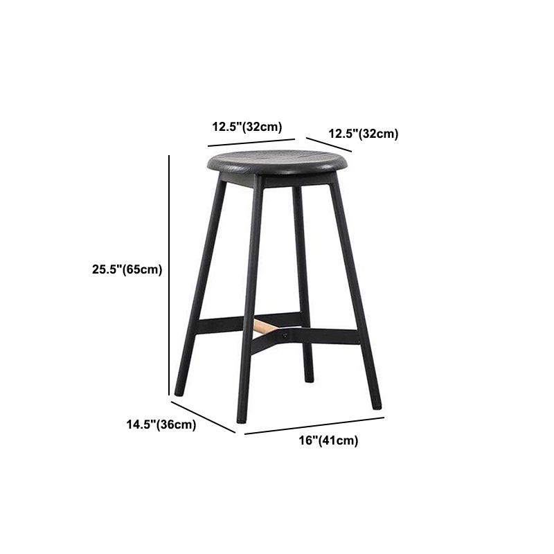 Black Round Counter-height Stool Industrial Backless Indoor Wood Bar Stool