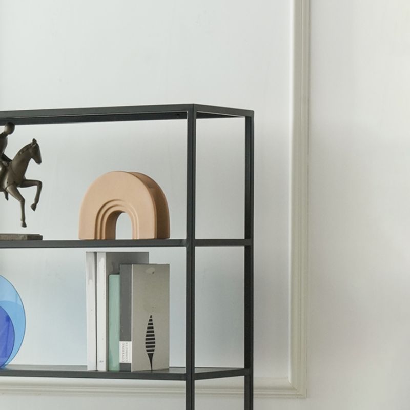Contemporary Metal Book Shelf Black Etagere Shelf Bookcase for Study Room 9.8" W