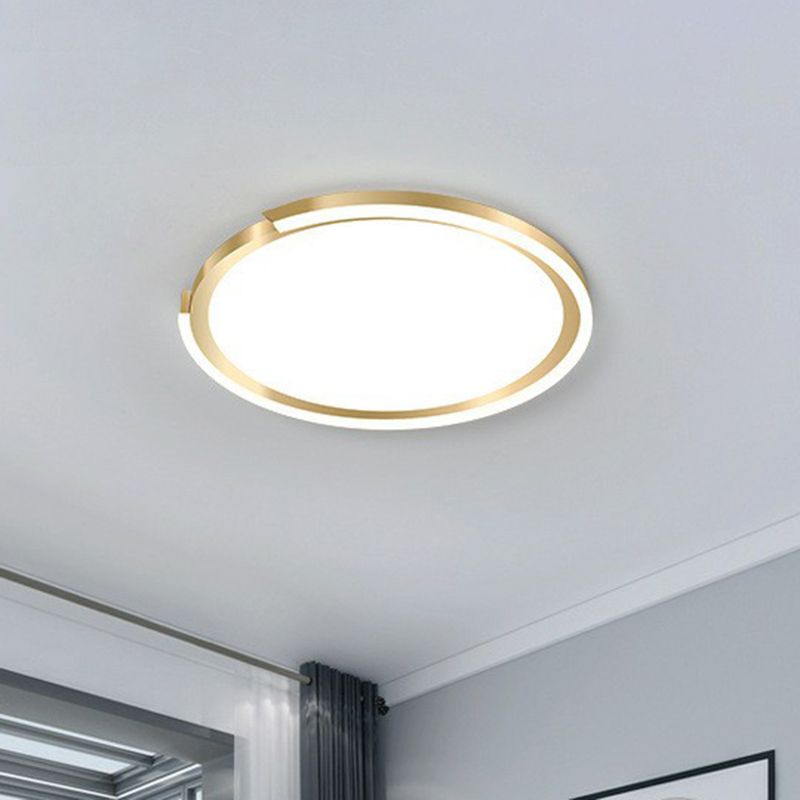 Extra dunne ronde LED-inbouwlamp Eenvoud Metallic slaapkamer inbouwplafondlamp in goud