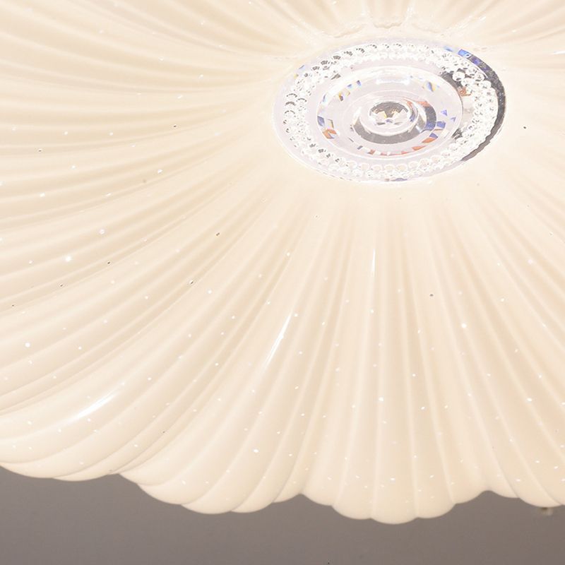 Iron and Acrylic LED Ceiling Flush in White Finish Round Flush Mount