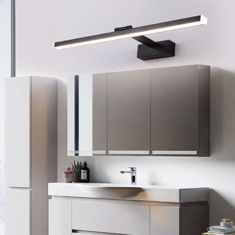 Linear Shade Metal Wall Sconce Modern Style 1-Light Mirror Wall Mount Lighting in Black
