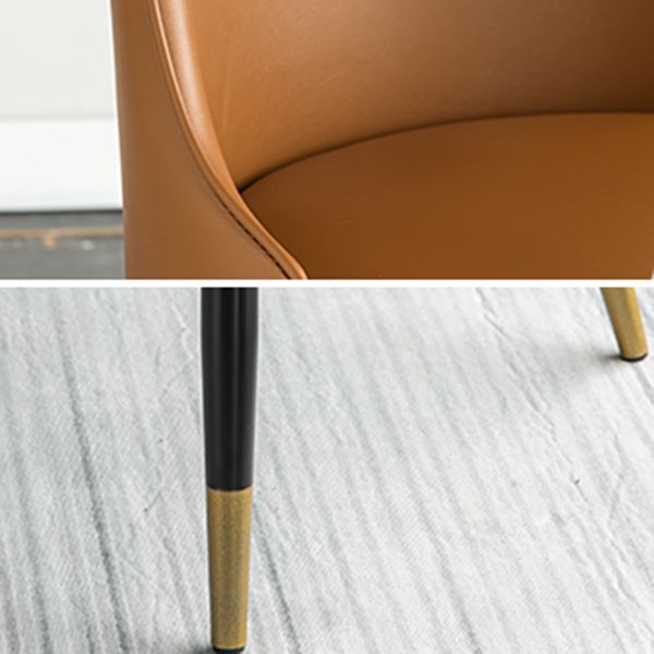 Contemporary Dining Chair Solid Back Chair with 4 Metal Legs for Home Use