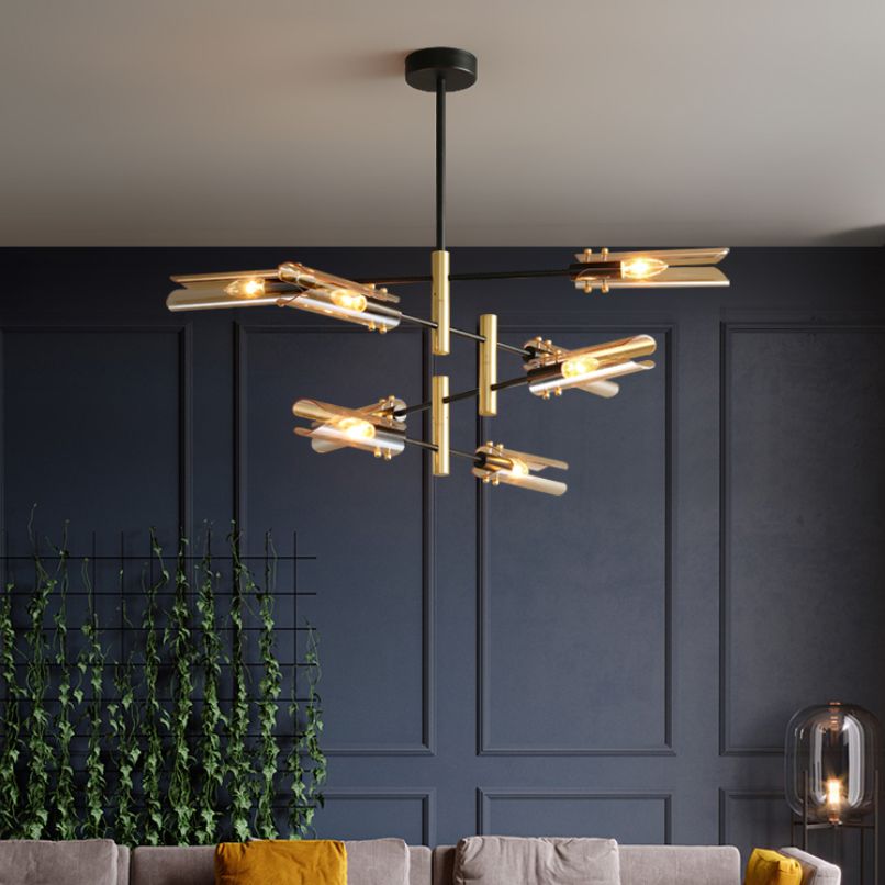 Contemporary Gold Black Iron Hanging Chandelier Ceiling Hanging Light Fixture