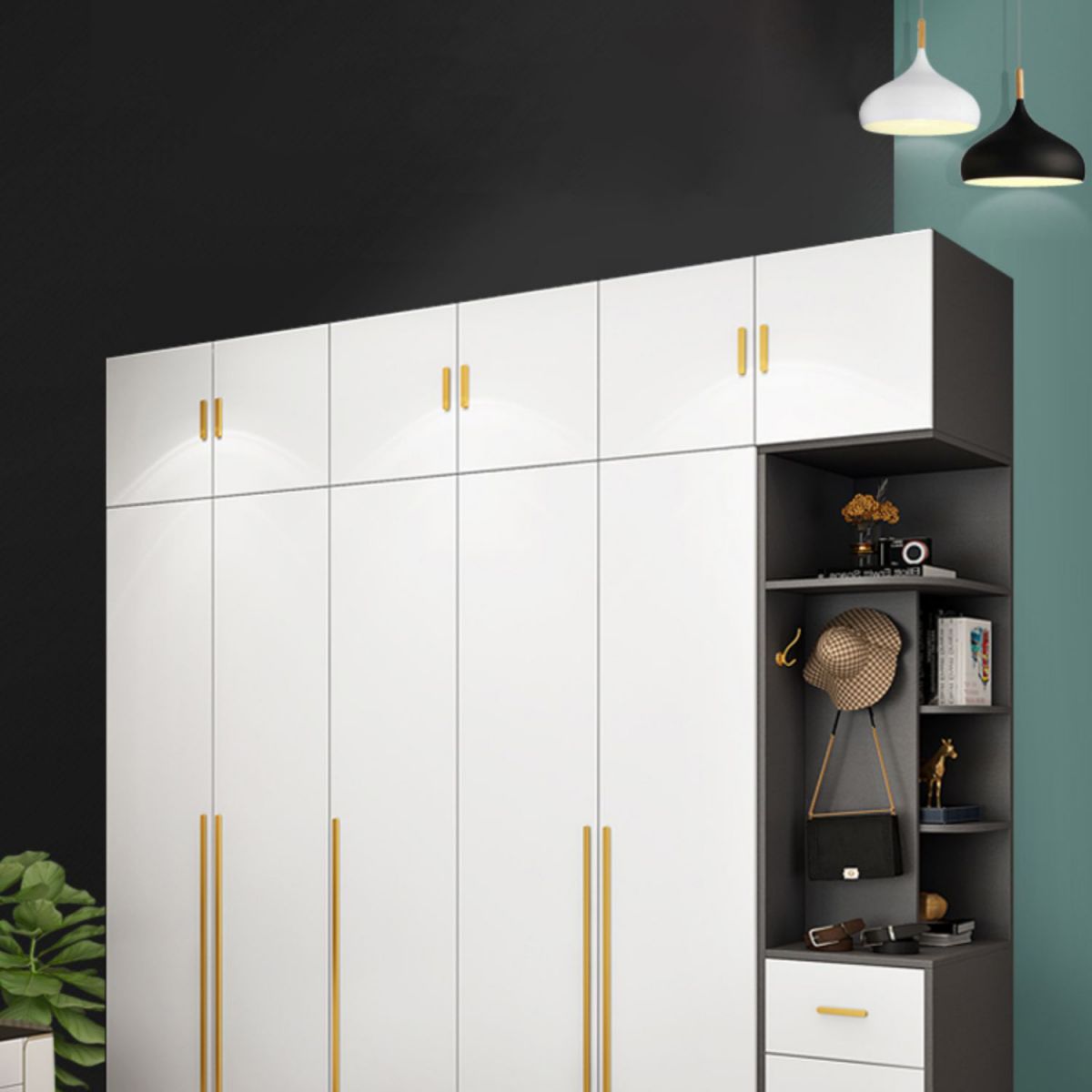 White Colour Wooden Wardrobe Soft Close Door Wardrobe Closet for Home