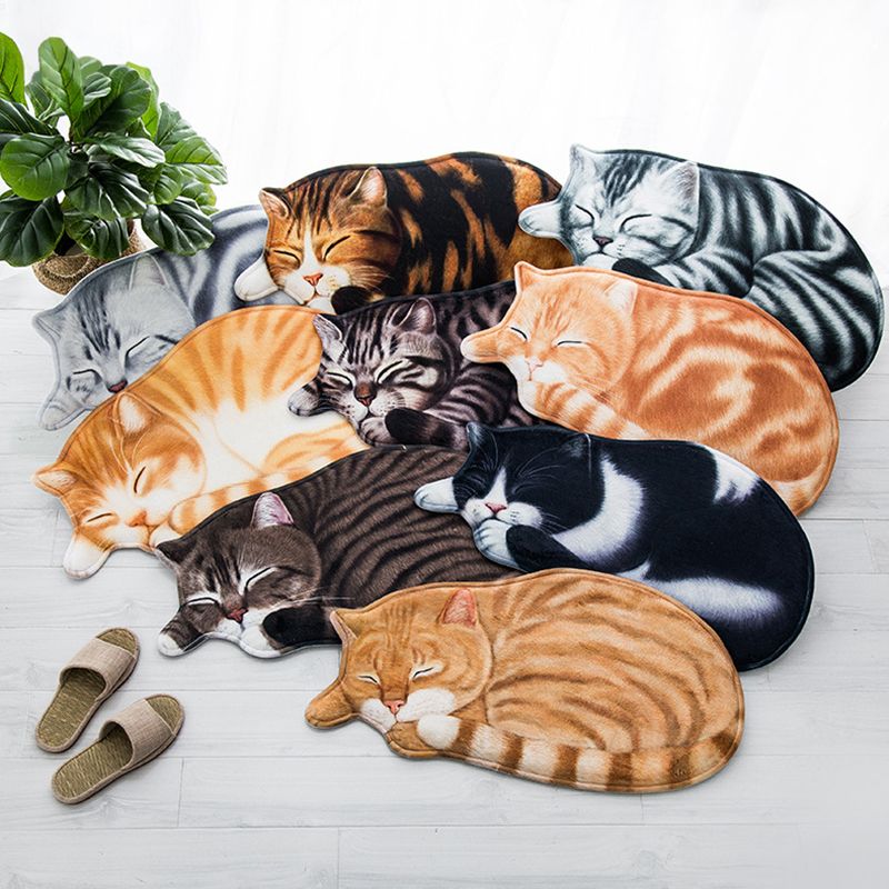 Novelty Color Mixed Cats Print Rug Polyester Comfort Carpet Non-Slip Backing Indoor Rug for Living Room