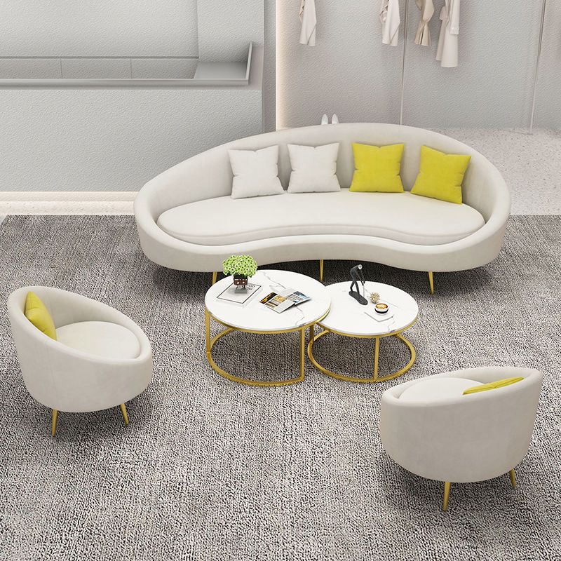Contemporary Curved Sofa for Apartment 33.46" High Sloped Arm Sofa