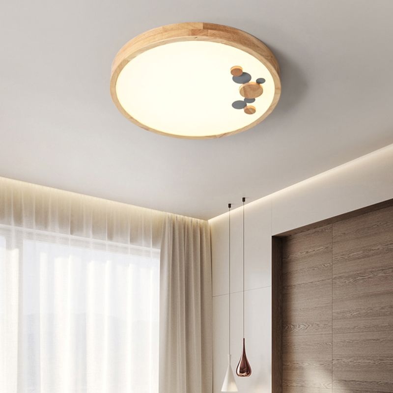 Cerchio Led LED Flush Monte Light Simplicity Wood Bedroom Flush Monte Massimale Luce