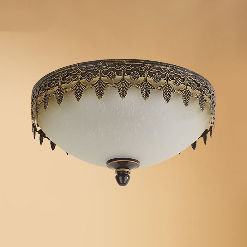 Glass Dome Flush Mount Light Fixture Traditional Living Room LED Ceiling Mount Lighting