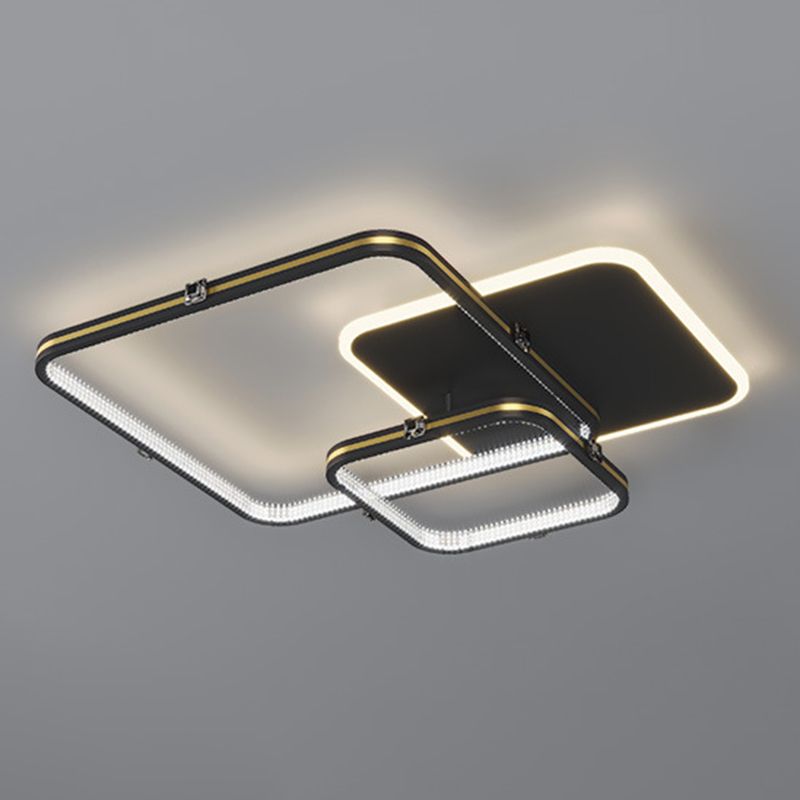 Quadrierte Deckenleuchte Moderne Stil Acryl LED-Schlafzimmer Deckenbündige Halterung in Schwarz