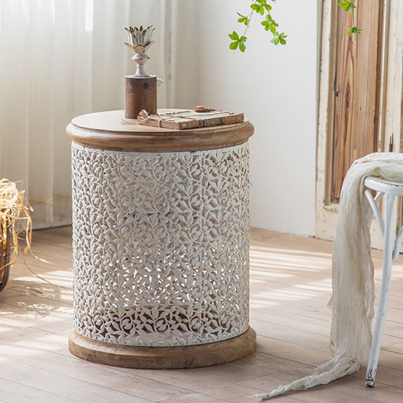 French Country Corner Table Round Solid Wood Accent Side Table