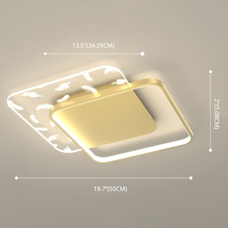Slaapkamer LED-inbouwlamp Minimalistische gouden plafondlamp met geometrische acrylkap