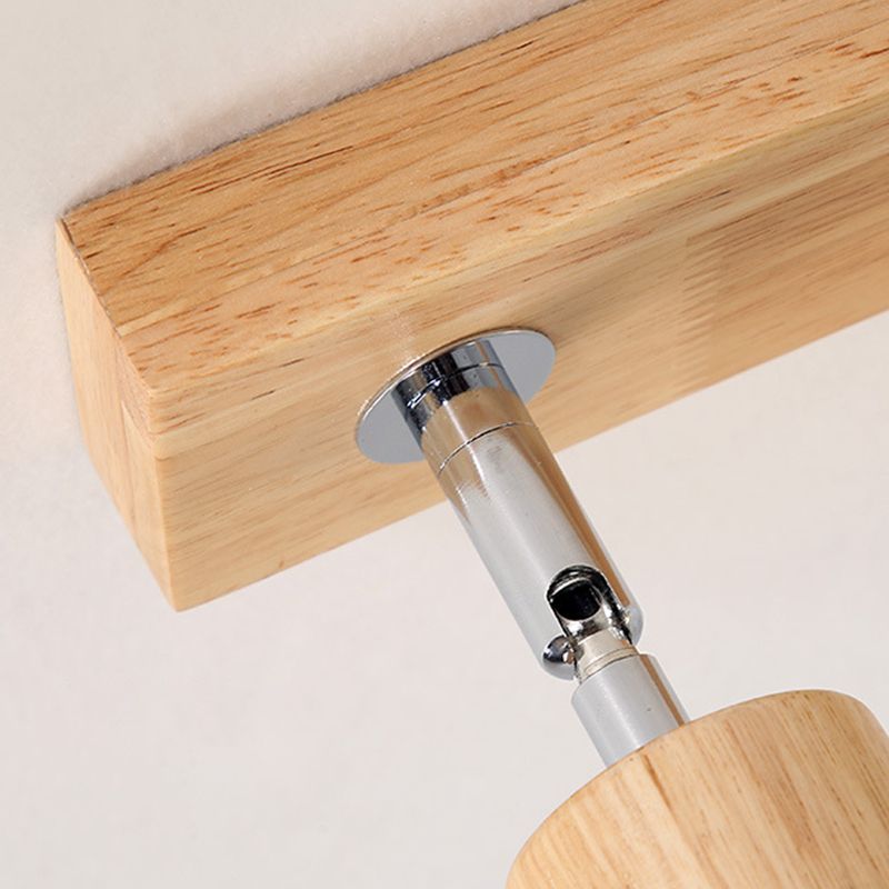 Contemporary Cylinder Flush Light Fixture Wood Flush Mount Lights in Brown