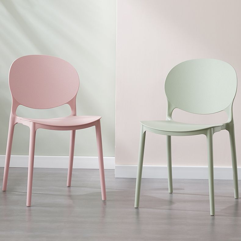 Scandinavian Armless Dining Chairs Stackable Plastic Open Back Side Chair