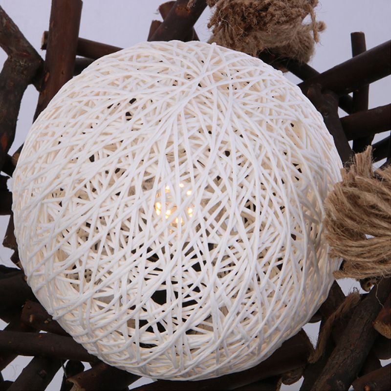 Wood Sticks Flared Hanging Light Rustic 1 Light Suspension Pendant in Beige for Indoor