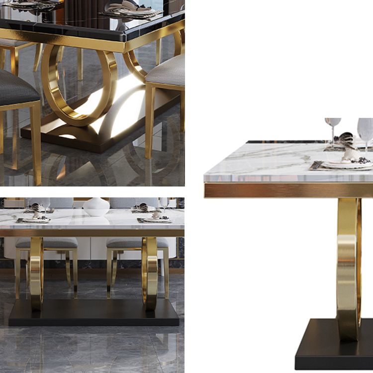 Rechteck traditioneller Luxus Esstisch Gold Trestle Basistisch für Esszimmer