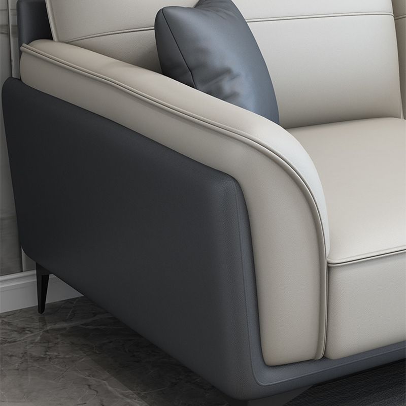 Faux Leather Pillow Back Sectional Sofa Flared Arm Sofa & Chaise