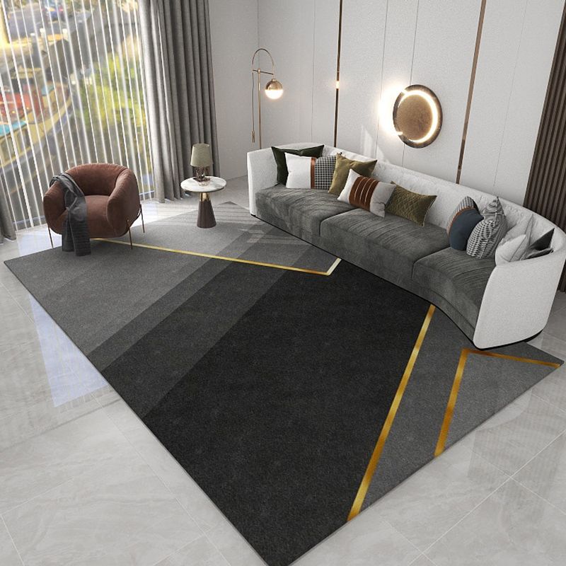 Blue Contemporary Rug Polyester Geometric Area Rug Non-Slip Backing Rug for Living Room