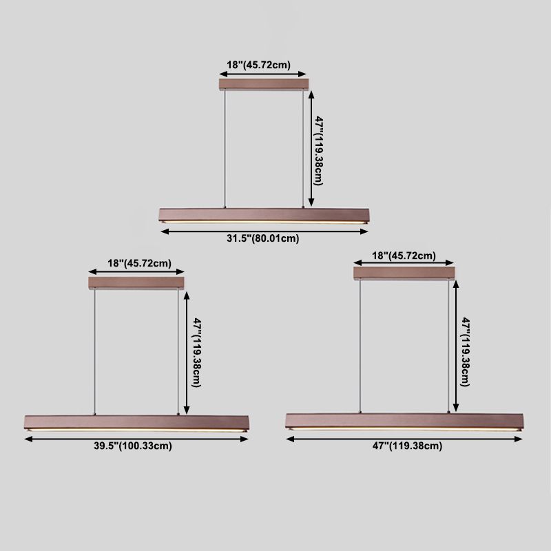 1-Light Acrylic Island Hanging Light, Minimalist Indoor Linear Pendant Light in Brown