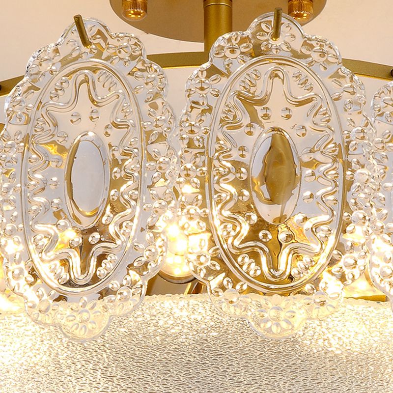 Glazen trommelvorm plafond spoeling mount licht moderne stijl gouden plafondbevestiging verlichtingsarmatuur