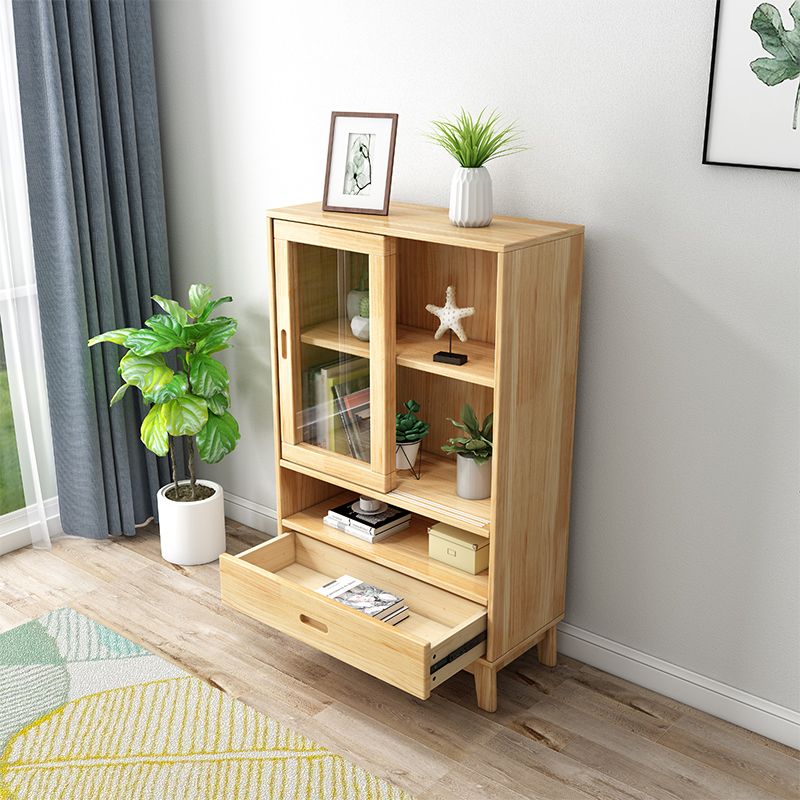 Wooden Modern Bookcase Standard Natural Closed Back Bookshelf with Shelves